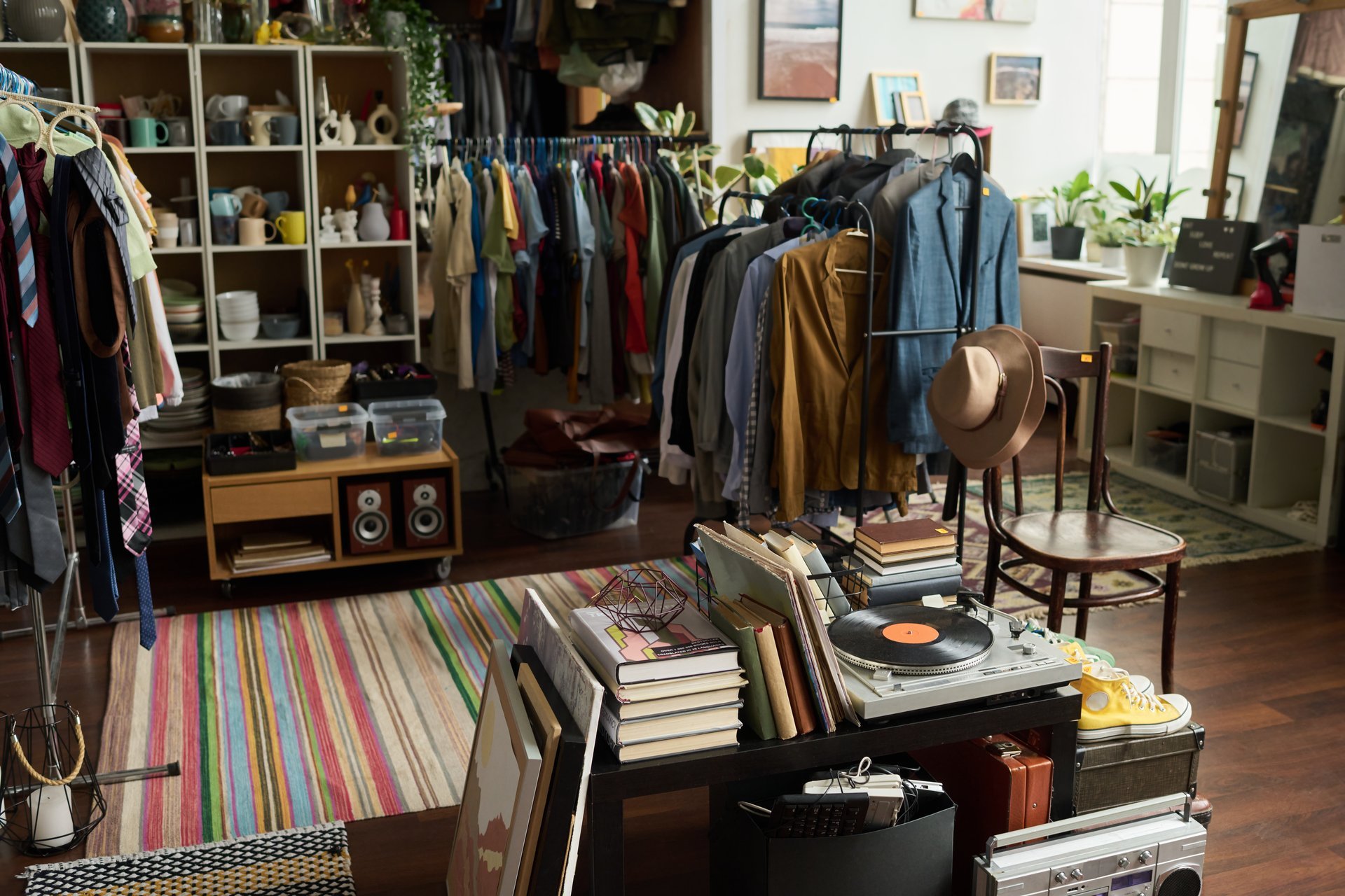 Spacious modern thrift store interior