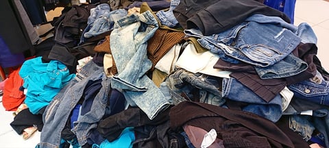 Branded second hand clothing display